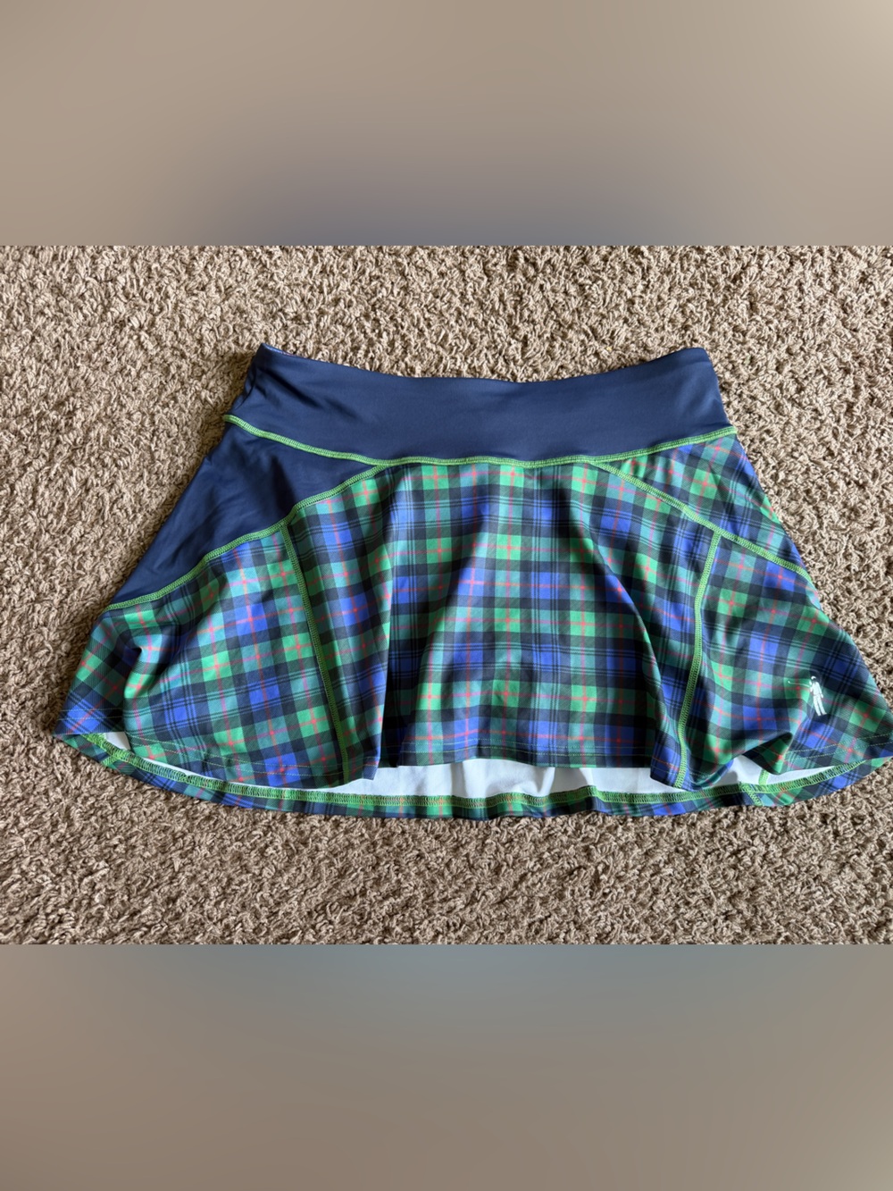William Murray Golf Navy and Green Plaid Golf Skort